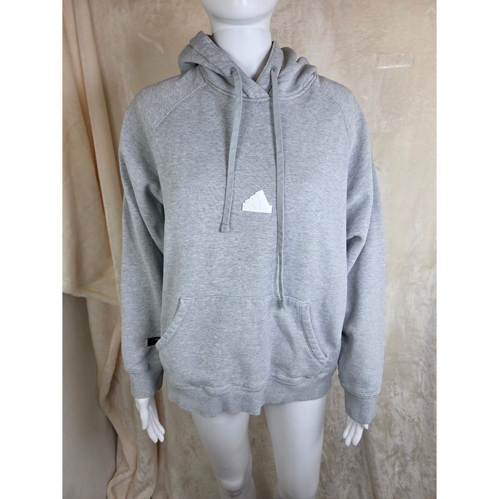 Adidas Future Icons‎ Logo Hoodie Heather Grey Womens Large Pullover Sweatshirt